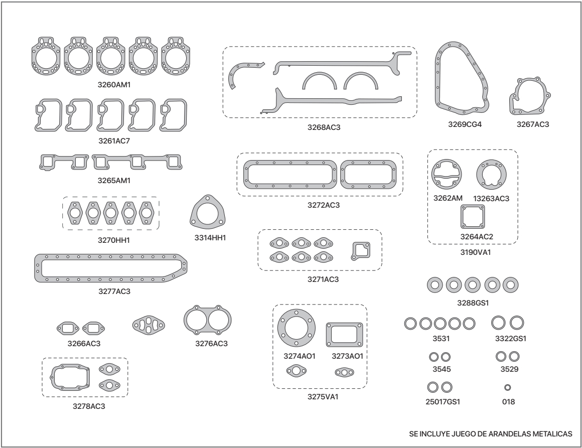 JUEGO JUNTAS MOTOR OM 355/A 5 CIL.